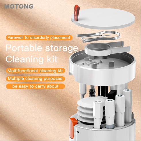 MOTONG Keyboard Screen Brush Cleaning Kit, Mutifunctional Electronic Cleaner Tools Kits for AirPods Laptop Camera Phone PC (White)...
