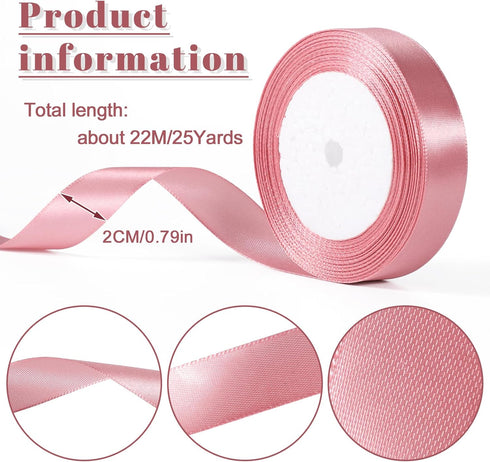 1 Inch Pink Ribbon Pink Satin Ribbon Gift Wrapping Ribbons for Wedding Party Decorations Pink Bows Making Flower Bouquet Wrapping...