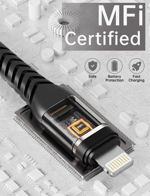 6ft iPhone Charger Cord, 3 Pack 6feet Nylon Braided USB Fast iPhone Charging Cable Compatible with iPhone 14/13/12/11/X/XS/XR/XS Max/8/7/6/5S/SE, ...