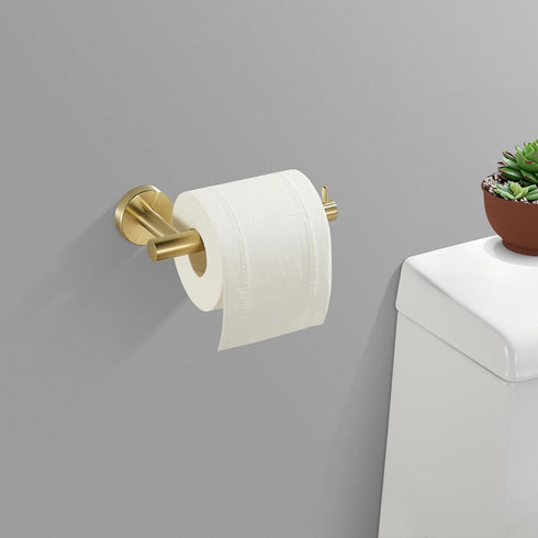 WINCASE Gold Toilet Paper Holder Towel Ring, Brushed Gold Bathroom Hardware Set, Hand Towel Holder Toilet Paper Roll Holder Wall Mount, Rustic Far...
