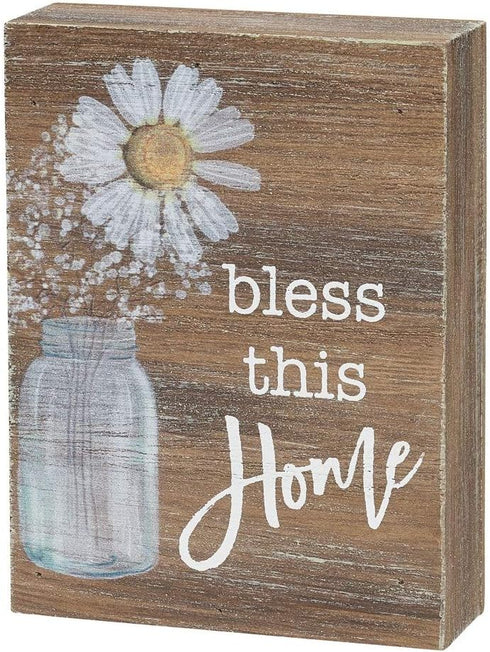 Inspirational Wood Grain Mini Block Sign, 4" (Bless This Home)...