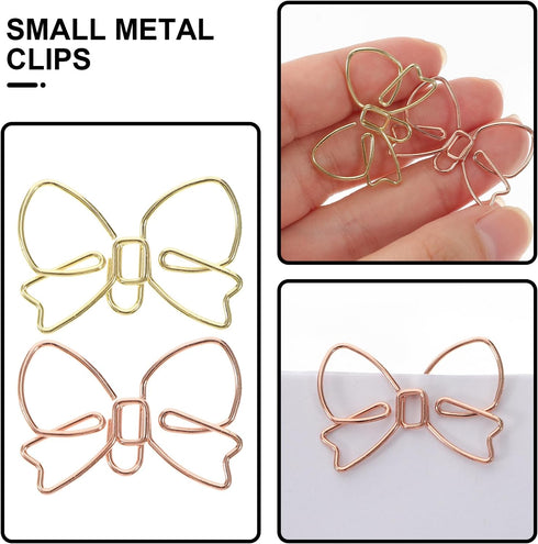 20pcs Paper Clip with Bow Office Paperclips Delicate Paper Clips Decorative Paper Clips Metal Paper Clips Lovely Paper Clips Cross Paper Clips Bow...