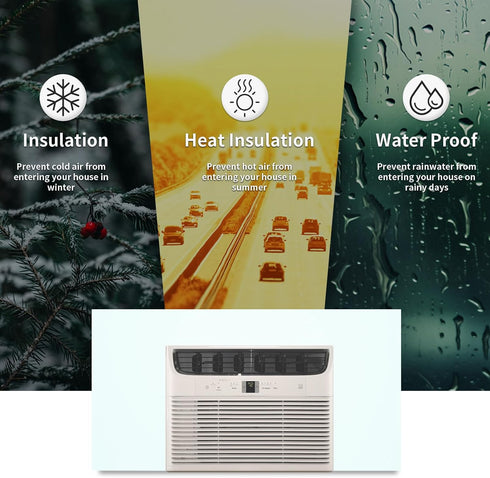 Window Air Conditioner,Side Insulated Foam Panel SBR001WHITE, Summer/Winter Heat and Draft Insulating,Two-Piece Panels Window Seal SBR (WHITE)...