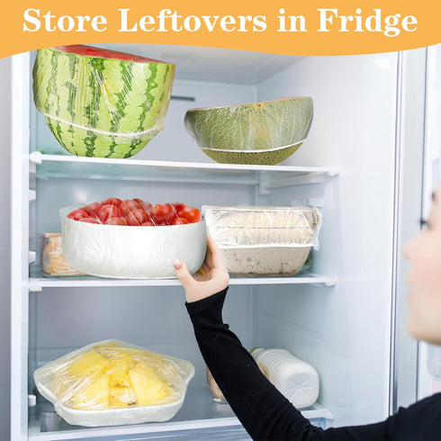 Plastic Bowl Covers, 200 PCS Food Covers, Bowl Covers for Bread Proofing, Plastic Covers for Bowls With Elastic, Reusable Fresh Keeping Bags...
