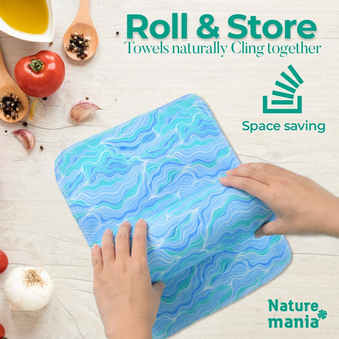 24 Reusable Paper Towels - Paperless Paper Towels made with Super-Soft, Pure Absorbent 100% Cotton, Washable Paper Towel Set for Kitchen, Eco Frie...