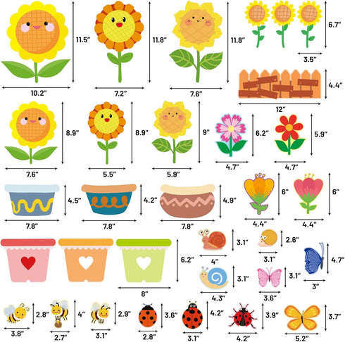 Sunflower Bulletin Board Set Decorations Spring Sun Flowers Cutouts Back to School Decor for Summer Classroom and Party...