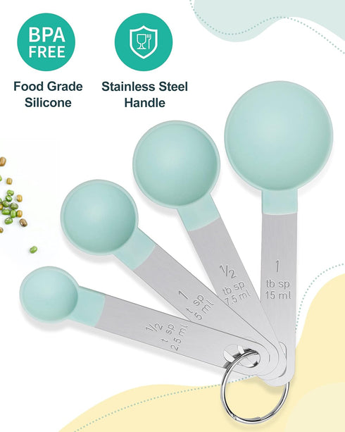 Measuring Cups and Spoons Set of 8 Pieces, nesting measuring cups for Measuring Dry or Liquid Ingredients, Stainless Steel Handle, Kitchen Gadgets...