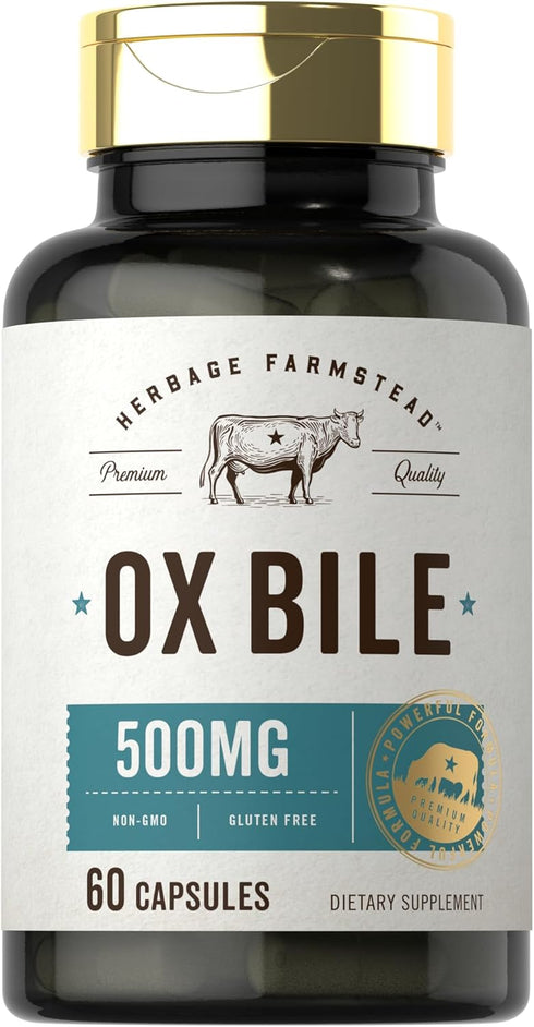 Carlyle Ox Bile Supplement | 500mg | 60 Capsules | Digestive Enzyme | Non-GMO & Gluten Free | by Herbage Farmstead...