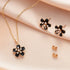 EVEVIC Cherry Blossom Flower Necklace Earrings Set for Women 18K Gold Plated Hypoallergenic Jewelry Sets (Black)...