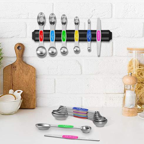 Wildone 14 Piece Stainless Steel measuring spoons Set, Including 8 Double Sided Magnetic, 1 Leveler and 5 Mini, for Dry and Liquid Ingredients, Fi...