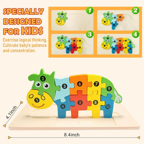 Toddler Puzzles for Kids Ages 3-5, Wooden Puzzles for Toddler 3 years, Montessori Toys for 3 Year Old Boys Girls Kids, 4-Pack Animal Puzzle Toddle...