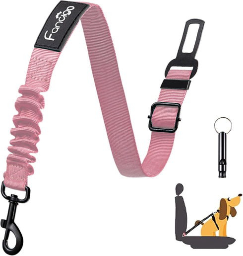 Dog Seat Belt for Car. Car Accessories for Dogs. Adjustable Strap, Strong Nylon Fabric, Bungee Buffer Design Dog Car Seat Belt. (Light Pink - 1 pa...