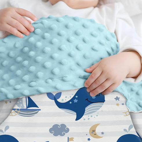 Whale Baby Blanket for Boys or Girl 30x40 - Soft Kids Throw Minky Blankets with Dotted Backing for Babies - Toddler Newborn Nursery Crib Bedding B...