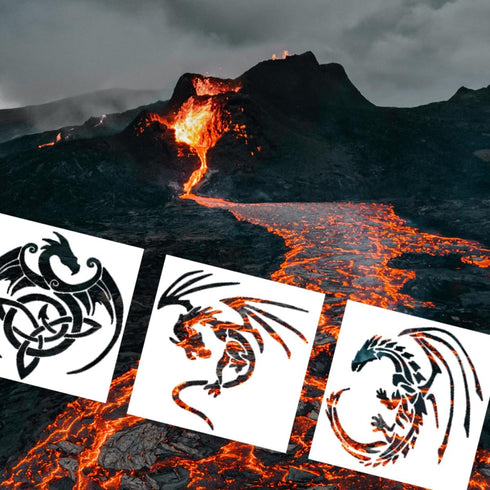 Dragon Stencil | Inspirational Fantasy Aztec Japanese Awesome Graffiti Dragon Stencils for Painting on Wood, Glass, Wall, Rock, Fabric, Walls, Gla...