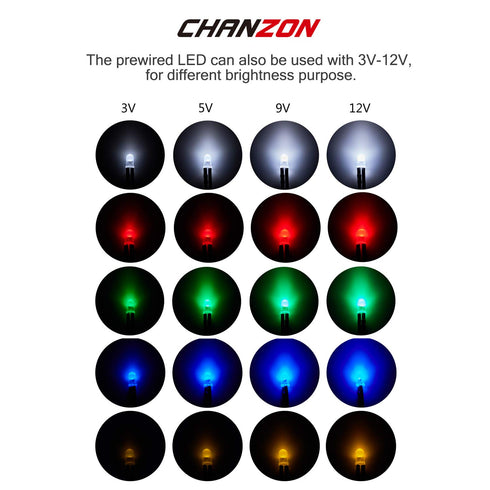 Chanzon 10pcs 5mm LED Pilot Diode Light (5 Colors x 2pcs Diffused Frosted Round Lens) with 8mm Panel Mount 12V Universal Flush Dash Board Indicato...