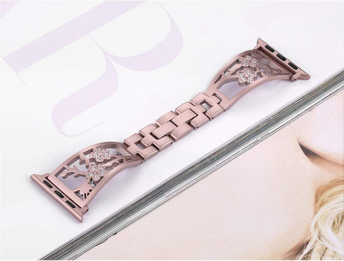 Bling Bracelets Compatible with Apple Watch Band 46mm/45mm/44mm/42mm iwatch Bands Series 10/9/8/7/6/5/4/3/2/1/SE, Women Stainless Steel Dressy Jew...