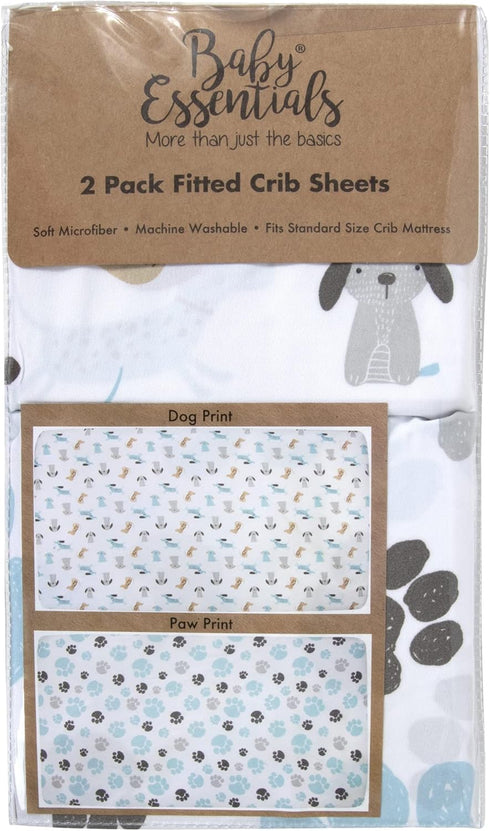 Standard Microfiber Fitted Crib Sheets for Baby Girl, Baby Boy, and Neutral, 2 Pack Crib Sheets Crib Essentials for Baby 28x52 Crib Sheets (Dogs &...