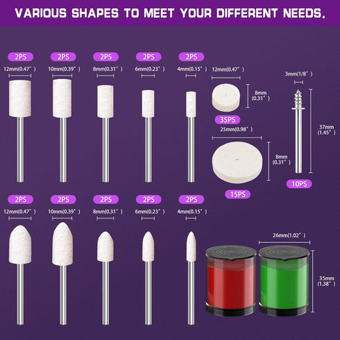 Polishing Buffing Wheel Compatible with Dremel Rotary Tool, 82Pcs Polishing Wheel for Rotary Tool Drill Polishing Kit, Different Shapes of Polishi...