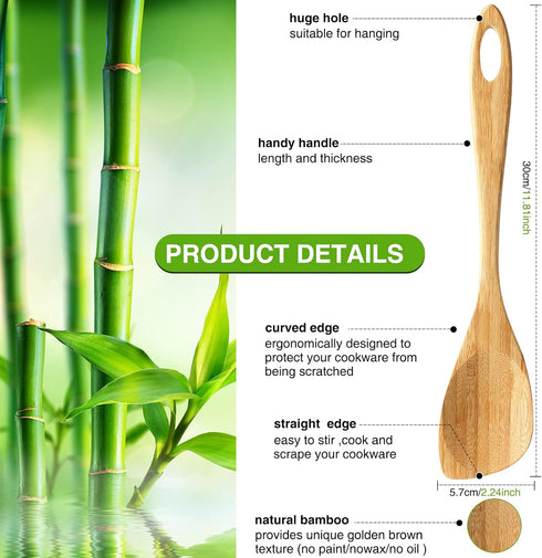 2 Pieces Wooden Spoons for Cooking 12 Inch Wood Corner Spoon Bamboo Spatula Wooden Cooking Utensils Scraper for Kitchen Non Stick Cookware Gifts...