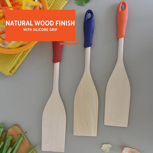 IMUSA 12in Wood Paddle with Silicone Grip, Large...