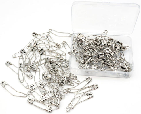 vrupin 100pcs Stainless Steel Curved Safety Pins for Quilting, Safety Pins Bulk Metal Silver Sewing Pins Clothing Clips Tool Decorative Safety pin...