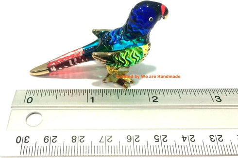 Handmade Mini Blown Glass 2" Parrot Blue Bird Fantasy Collectible Figurine, Dollhouse Gift Ideas, Cool Stuff Decor, Miniature Animals, Cute Tiny O...