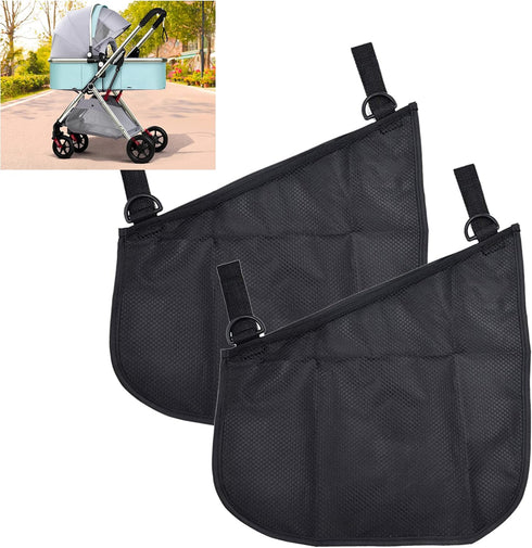 2 Pack Portable Side Sling Stroller Cargo Net ,Non-Slip and Adjustable Straps Storage Mesh Bag ,Food Storage ,Friut Storage Bag for Baby Stroller ...