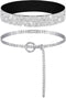 Pangda 2 Pcs Women Stretchy Rhinestone Dress Glitter Belts O Ring Buckle Bling Diamond Belts for Women Shiny Party...