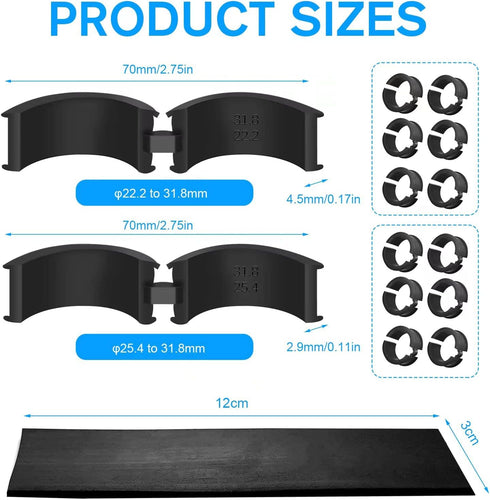 12 Pcs Bicycle Handlebar Rubber Gasket & 1 Rubber DIY Gasket, Anti-Vibration and Anti-Slip Handlebar Stem Shim Spacer Adapters to Fit 22.2/25.4 mm...