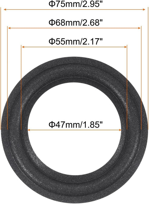 MECCANIXITY Rubber Speaker Foam Edge Surround Rings 3 Inch 47mm x 75mm Perforated Subwoofer Rings Replacement Parts for Speaker Repair or DIY Blac...