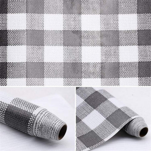 Self Adhesive Vinyl Faux Gingham Plaid Cloth Look Shelf Drawer Liner Paper for Dresser Cabinets Furniture Pantry Bookshelves Closet Shelving Table...