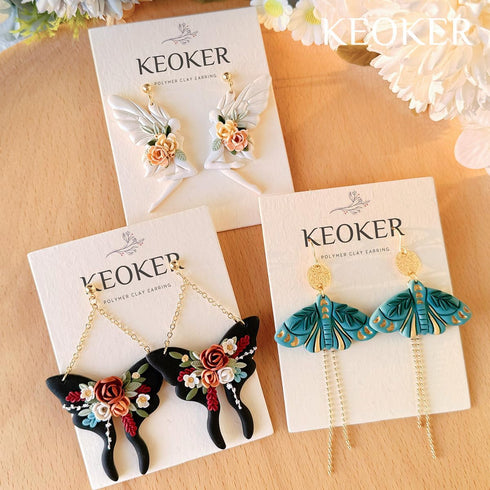 KEOKER Polymer Clay Cutters Butterfly - Luna Moth Polymer Clay Cutters, 6 Shapes Embossed Butterfly Clay Cutters for Polymer Clay Jewelry Making, ...