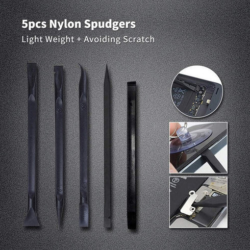 17 in 1 Electronics Repair Tools Opening Pry Tool Kit with Dual Ends Metal Spudgers and Black Tweezers Replacement for iPad Tablets Laptop Electro...