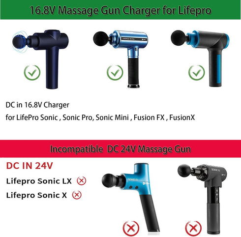 16.8V Massage Gun Charger, DC 16.8 Volts 2A 1A Power Supply Adapter, for LifePro Sonic, Sonic Mini, Sonic Pro, Fusion X, Mebak 3 Massage Gun....