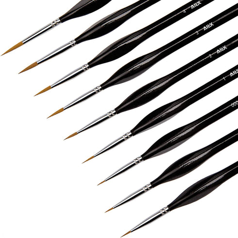 AIEX 9 Pieces Fine Detail Paint Brush Miniature Mini Paints Brush Set for Acrylic, Watercolor, Oil, Face, Nail, Scale Model Painting, Line Drawing...