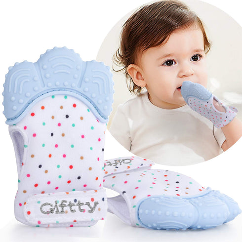 Giftty Teething Mitten Chew Mitt Baby Teether Glove - Self Soothing Teether, Teething Pain Relief Soothing Toy, Prevent Scratches - For 0-6 Months...