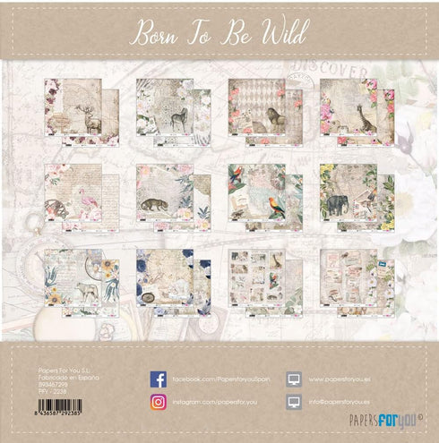 Papers For You - Scrapbooking and Craft Paper Kit | "Born To Be Wild" Collection | Includes 12 Double Sided Papers with Different Designs | Size 1...