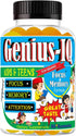 Genius IQ Kids Brain Supplements for Memory and Focus Omega 3-6-9, EPA DHA Gummy Vitamins, Brain Booster Calm Gummies,Supports Concentration, Clar...