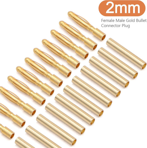 100 PCS RC Bullet Connectors 2mm 3.5mm 4mm Female Male Gold Banana Bullet Connector Plug with Heat Shrink Tube...
