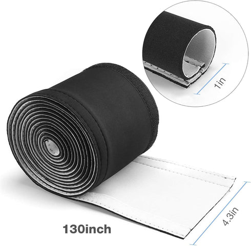 JOTO 10.83ft Cable Management Sleeve, Cuttable Neoprene Cord Management Organizer System, Flexible Cable Wrap Cover Wire Hider for Desk TV Compute...