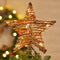 Rattan 3D Star Tree Topper - 12" Rustic Rattan Star with Built-in 10-Bulb String Lights for Christmas Tree Decoration...