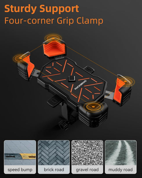 ROCKBROS Bike Phone Holder Mount for 4.5''-7.1'' Phones, Quick Release Handlebar Clamp, 360 Rotatable Motorcycle Mount...