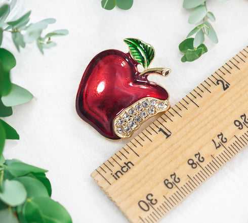 Gyn&Joy Hand Painted Red Apple Fruit Brooch Pin...