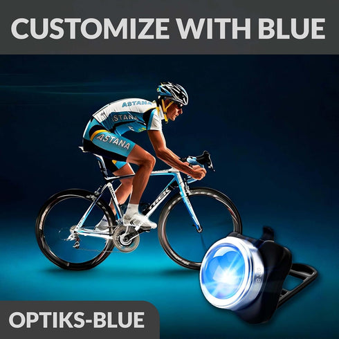 OPTIKS-BLUE Bike Light: 220 Lumens - USB Rechargeable -10hr Max - Water Resistant - 5 Modes - Blue/Blue Strobe LED - Lights for Bicycles...