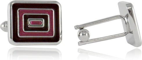 Unique Men's Cufflinks Black & Purple Enamel Cuff Links with Travel Presentation Box...