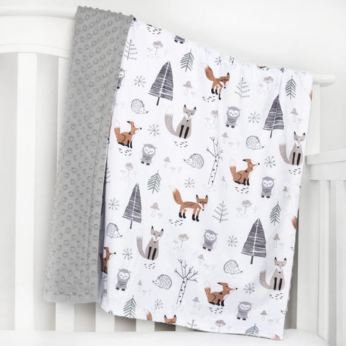 HOMRITAR Baby Blanket for Boys Girls Soft Plush Minky Blanket with Double Layer Dotted Backing for Toddler with Forest Foxes Multicolor Printed 30...