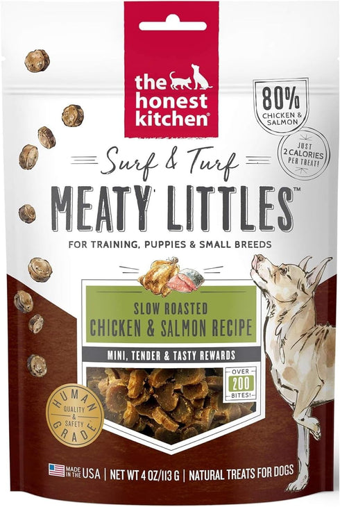 Bundle (3) Honest Kitchen Harvest Surf & Turf Meaty Littles Dog Treats (Chicken & Salmon Recipe, 4-oz Bags) with AuroraPet Wipes...