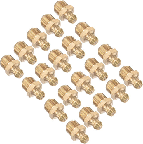 Brass Straight Grease Fitting, | M10x1mm Metric | Hydraulic Grease Nipple - (Applications: for Replacing Missing or Broken Oil Fitting), 20-Pieces...