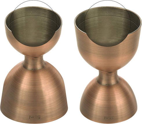 Barfly M37098ACP Heavy-Duty Straight Rim Bell Jigger, 25 ml x 50 ml, Antique Copper...