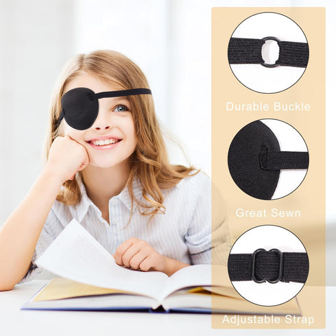 Nuanchu 18 Pcs Pirate Eye Masks for Adults Black Pirate Single Patches Adjustable Comfortable 3D Mask Party Favor (Black)...